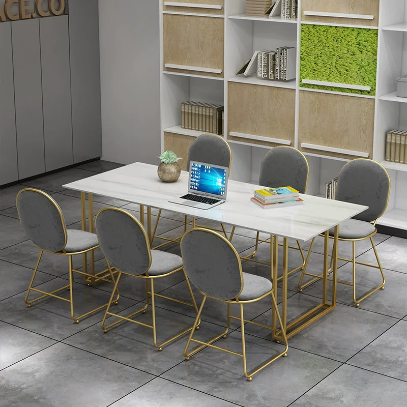 Nordic Style Marble Desk Modern Internet Celebrity Conference Table Long Table Workbench Simple Meeting Table Negotiation Table